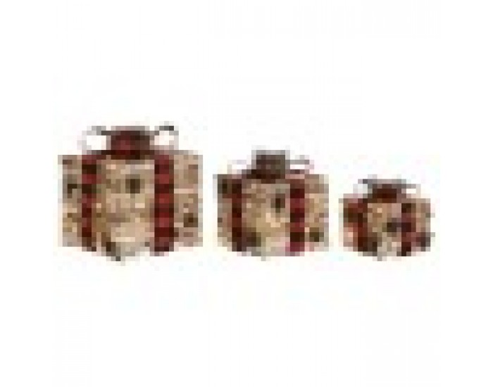 Коледна Украса DKD Home Decor Червен Естествен 25 x 25 x 25 cm (3 Части)