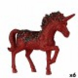 Декоративна фигурка Еднорог Червен Пластмаса 9,5 x 31 x 40 cm (6 броя) - Decorațiuni sezoniere și de sărbători