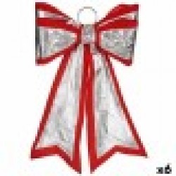 Ласо Коледна Украса 40 x 60 cm Червен Сребрист PVC (6 броя) - Krist+
