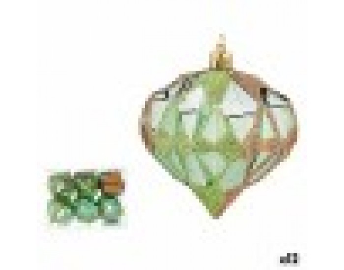 Комплект Коледни Топки Диамант Зелен Пластмаса 8 x 9 x 8 cm (12 броя)