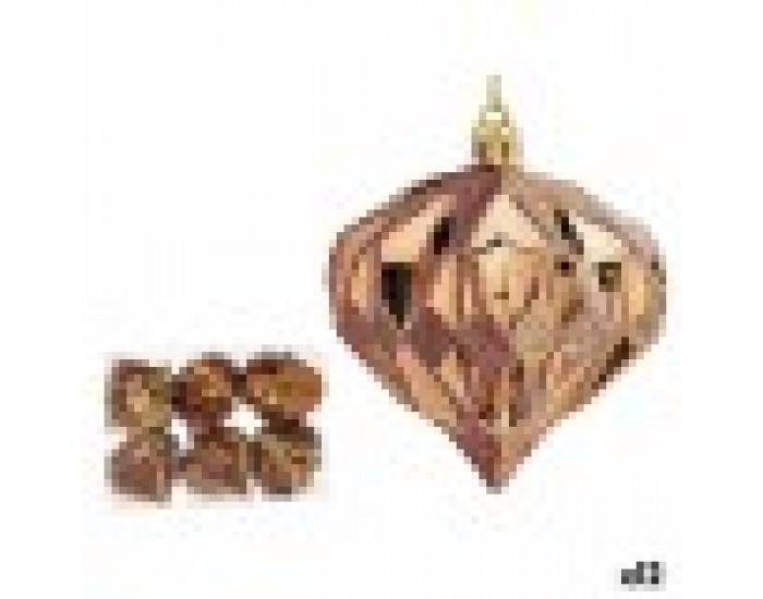Комплект Коледни Топки Диамант Кафяв Пластмаса 8 x 9 x 8 cm (12 броя)