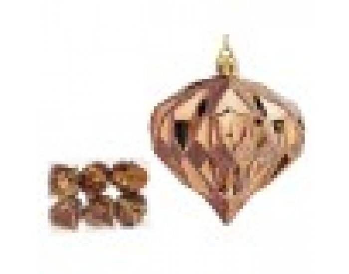 Комплект Коледни Топки Диамант Кафяв Пластмаса 8 x 9 x 8 cm (12 броя)