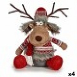Декоративна фигурка Елен Бял Кафяв Червен Сив 17 x 30 x 27 cm (4 броя) - Decorațiuni sezoniere și de sărbători