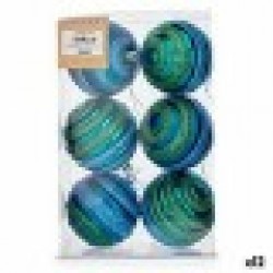 Christmas Balls Set Ø 8 cm Син Зелен PVC (12 броя) - Decorațiuni