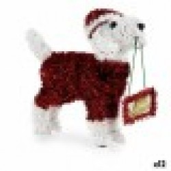 Декоративна фигурка Куче Гирлянда Бял Червен полипропилен PET 9 x 23 x 29,5 cm (12 броя) - Krist+