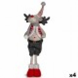 Декоративна фигурка Коледен елен Червен Сив полиестер 13 x 65 x 18 cm (4 броя) - Krist+