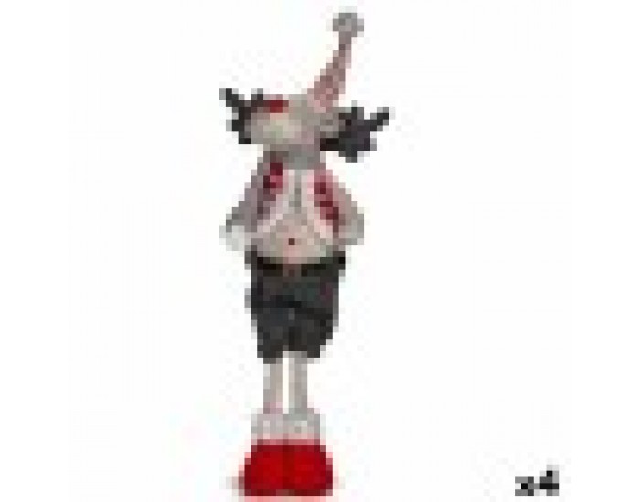 Декоративна фигурка Коледен елен Червен Сив полиестер 13 x 65 x 18 cm (4 броя)