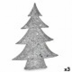 Декоративна фигурка Коледно дърво Метал Сребрист 12 x 59,5 x 48,5 cm (3 броя) - Krist+