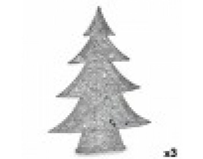 Декоративна фигурка Коледно дърво Метал Сребрист 12 x 59,5 x 48,5 cm (3 броя)