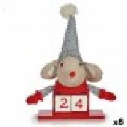 Декоративна фигурка Мишка Календар Червен Сив Дървен 20 x 11 x 20 cm (8 броя) - Krist+