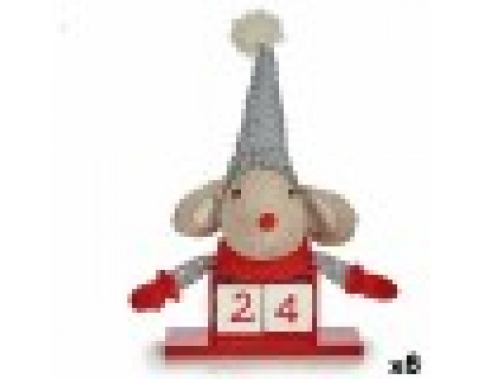 Декоративна фигурка Мишка Календар Червен Сив Дървен 20 x 11 x 20 cm (8 броя)