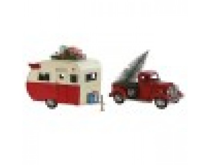 Коледна Украса Home ESPRIT Червен Караван 73 x 19 x 28,5 cm
