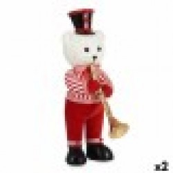 Декоративна фигурка Мечка Тромпет Бял Черен Червен полистирен 15 x 46 x 25 cm (2 броя) - Krist+