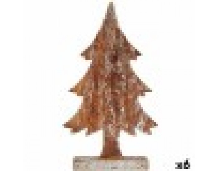 Декоративна фигурка Коледно дърво Сребрист Дървен 5 x 39 x 21 cm (6 броя)