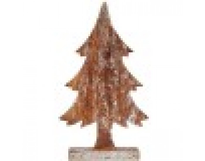 Декоративна фигурка Коледно дърво Сребрист Дървен 5 x 39 x 21 cm (6 броя)