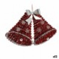 Коледна Украса висулка Камбани Гирлянда LED Светлина Бял Червен 52 x 31,5 x 7,5 cm (12 броя) - Krist+