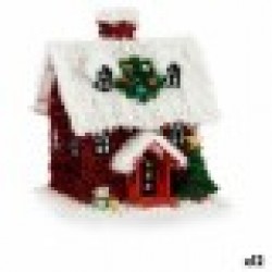 Декоративна фигурка Къща Гирлянда Бял Червен полипропилен PET 19 x 24,5 x 19 cm (12 броя) - Krist+