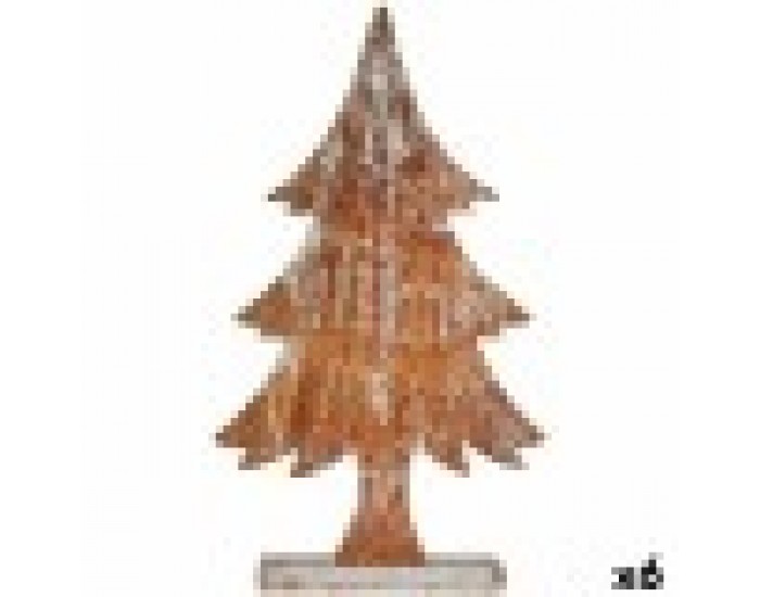 Декоративна фигурка Коледно дърво Сребрист Дървен 5 x 49,5 x 26 cm (6 броя)