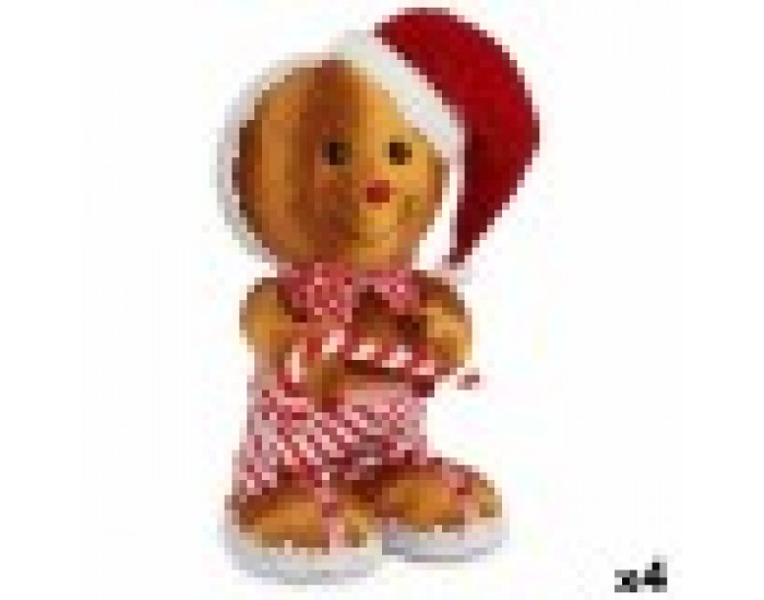 Декоративна фигурка Бисквита Кафяв Червен полистирен 19 x 33 x 15 cm (4 броя)