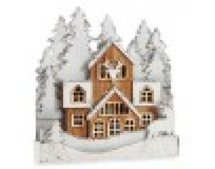 Декоративна фигурка Светлина Селище Бял Кафяв Дървен 44 x 43 x 6 cm (4 броя)