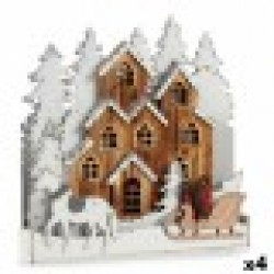 Декоративна фигурка Светлина Селище Бял Кафяв Дървен 44 x 44,5 x 6 cm (4 броя) - Krist+