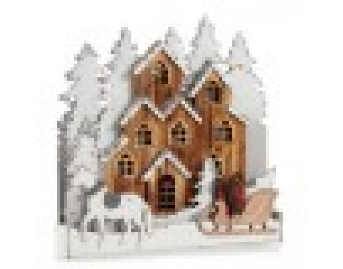 Декоративна фигурка Светлина Селище Бял Кафяв Дървен 44 x 44,5 x 6 cm (4 броя)