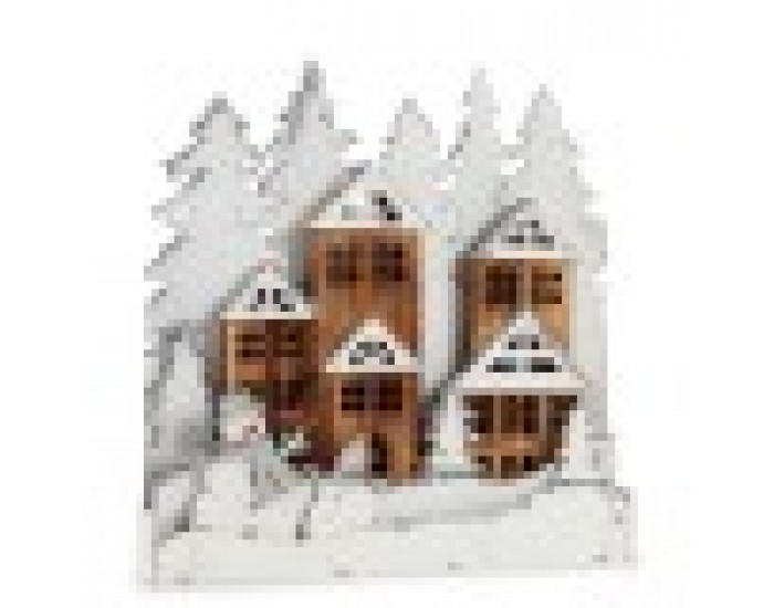 Декоративна фигурка Светлина Селище Бял Кафяв Дървен 44 x 44,7 x 6 cm (4 броя)