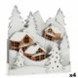 Декоративна фигурка Светлина Селище Бял Кафяв Дървен 44 x 48 x 7,5 cm (4 броя) - Krist+