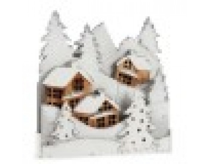 Декоративна фигурка Светлина Селище Бял Кафяв Дървен 44 x 48 x 7,5 cm (4 броя)