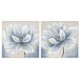 Картина Home ESPRIT Син Бял Пластно Дървен MDF Цвете Традиционен 40 x 2,5 x 40 cm (2 броя)