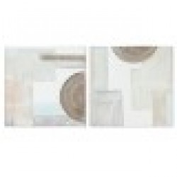 Картина Home ESPRIT Бежов Сив Пластно Дървен MDF Абстрактен Модерен 50 x 2,5 x 50 cm (2 броя) - Tablouri, postere, puzzle-uri