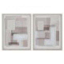 Пластно Home ESPRIT Бежов Сив Абстрактен Модерен 40 x 2,5 x 50 cm (2 броя) - Tablouri, postere, puzzle-uri