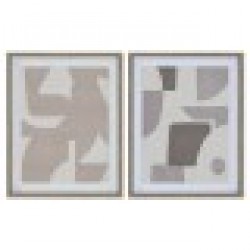 Пластно Home ESPRIT Бежов Сив Абстрактен Модерен 40 x 3 x 50 cm (2 броя) - Tablouri, postere, puzzle-uri