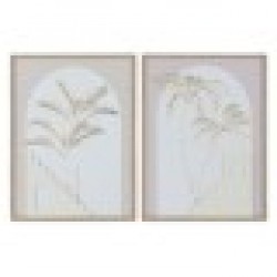 Картина Home ESPRIT Бял Бежов Палми Скандинавски 45 x 2,2 x 60 cm (2 броя) - Tablouri, postere, puzzle-uri