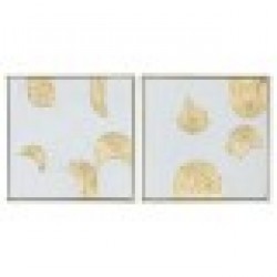 Картина Home ESPRIT Бял Златен полистирен Пластно Модерен 42 x 4 x 42 cm (2 броя) - Tablouri, postere, puzzle-uri