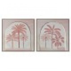 Картина Home ESPRIT Бежов Корал Палми Колониален 60 x 2,5 x 60 cm (2 броя) - Tablouri, postere, puzzle-uri