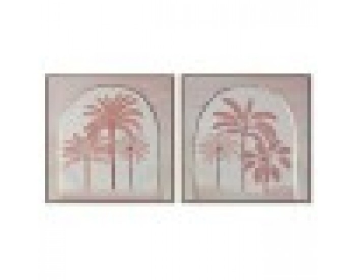 Картина Home ESPRIT Бежов Корал Палми Колониален 60 x 2,5 x 60 cm (2 броя)