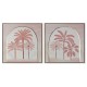 Картина Home ESPRIT Бежов Корал Палми Колониален 60 x 2,5 x 60 cm (2 броя)