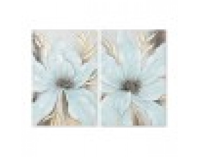 Картина Home ESPRIT Син Златен Пластно Дървен MDF Цвете Shabby Chic 60 x 3 x 90 cm (2 броя)