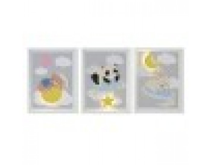 Картина Home ESPRIT Жълт Сив Детски 30 x 1,8 x 40 cm (4 броя)