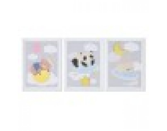 Картина Home ESPRIT Жълт Сив Детски 30 x 1,8 x 40 cm (4 броя)