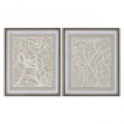 Пластно Home ESPRIT Бял Бежов Лист на растение Град 50 x 4 x 60 cm (2 броя) - Tablouri, postere, puzzle-uri
