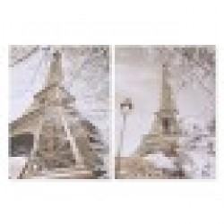 Картина Home ESPRIT Бял Черен Златен Париж Loft 60 x 2,5 x 80 cm (2 броя) - Tablouri, postere, puzzle-uri