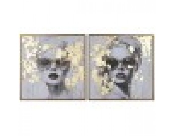 Картина Home ESPRIT Златен chica 70 x 3,5 x 70 cm (2 броя)