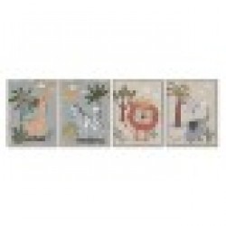 Картина Home ESPRIT Детски Животни 30 x 3 x 40 cm (4 броя) - Tablouri, postere, puzzle-uri