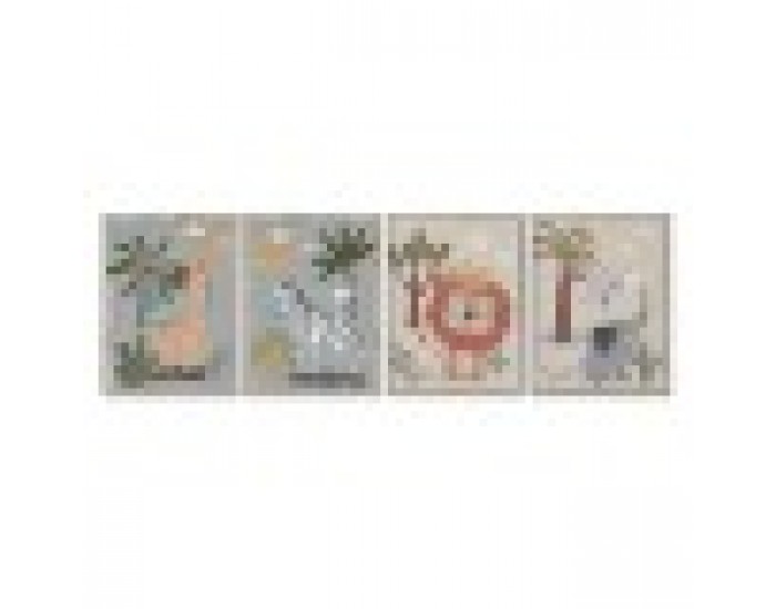 Картина Home ESPRIT Детски Животни 30 x 3 x 40 cm (4 броя)