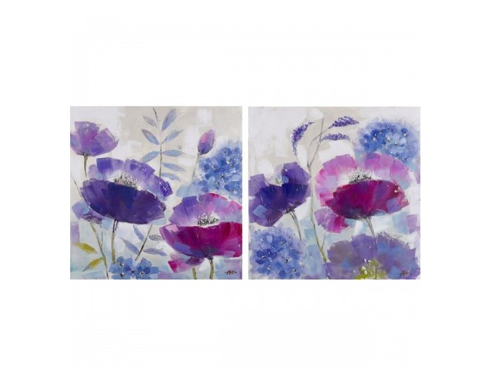 Картина DKD Home Decor Мак Shabby Chic (80 x 3,5 x 80 cm) (2 броя)