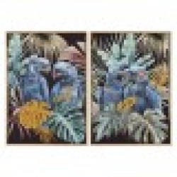 Картина Home ESPRIT Папагал Тропически Лакиран 50 x 3,5 x 70 cm (2 броя) - Tablouri, postere, puzzle-uri