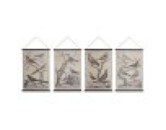 Пластно DKD Home Decor Птици (4 pcs) (60 x 2 x 90 cm)