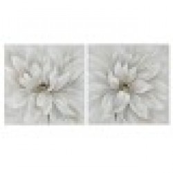 Картина Home ESPRIT Бял Пластно Дървен MDF Цвете романтичен 80 x 3 x 80 cm (2 броя) - Tablouri, postere, puzzle-uri